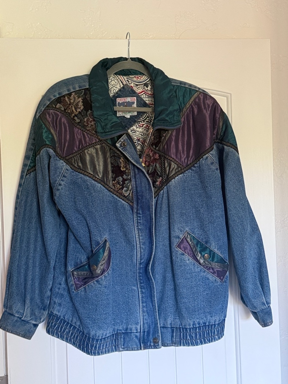 80s be in the current seen patchwork denim jacket